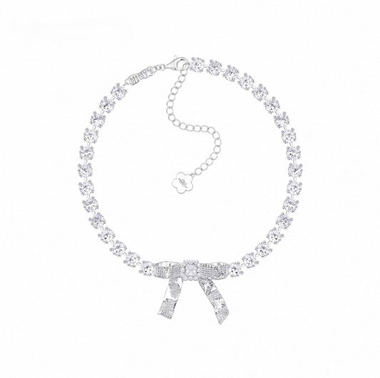 YVMIN X SHUSHUTONG Tin Foil Bow Gemstone Necklace