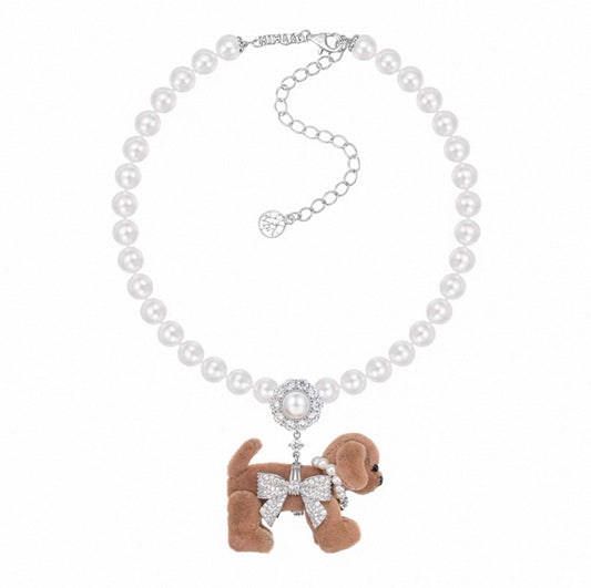Pave Bowknot Puppy Doll Necklace