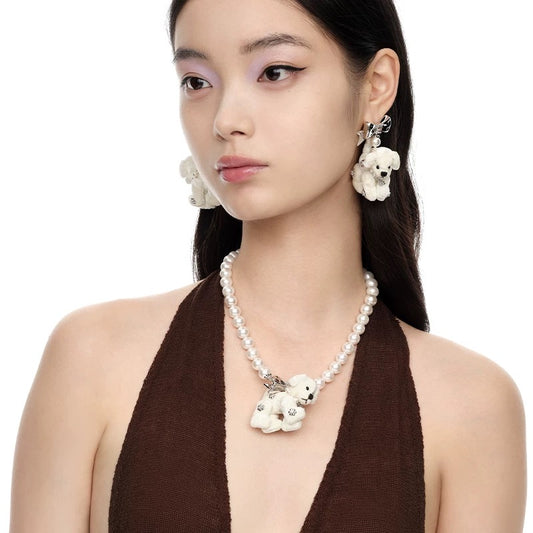 Star Polka Dot Puppy Doll Pearl Necklace