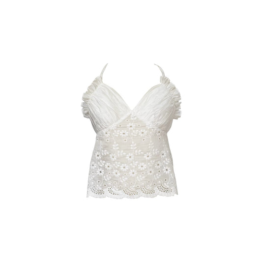 Resort-Style Embroidered Halter Top