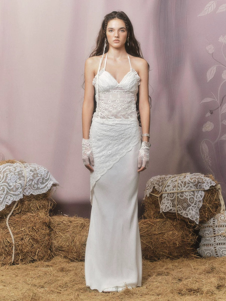 Resort-Style Embroidered Halter Top