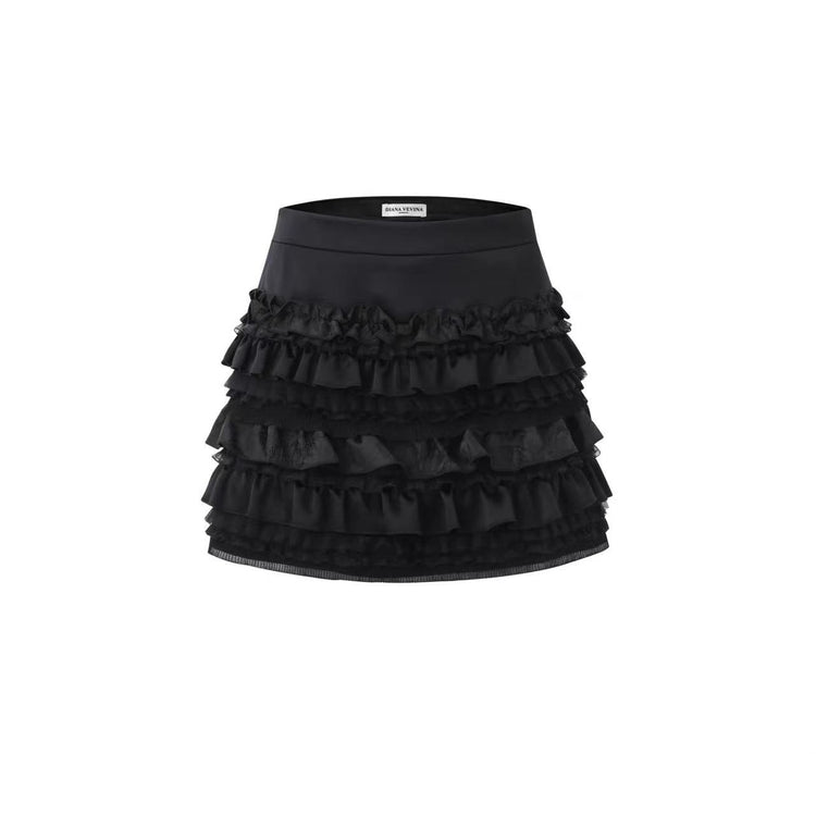 Black Lace Patchwork Skirt