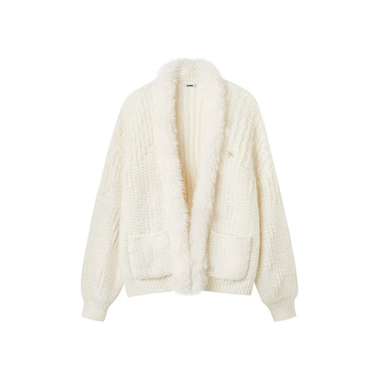 Polar - Fur Collar Knit Cardigan