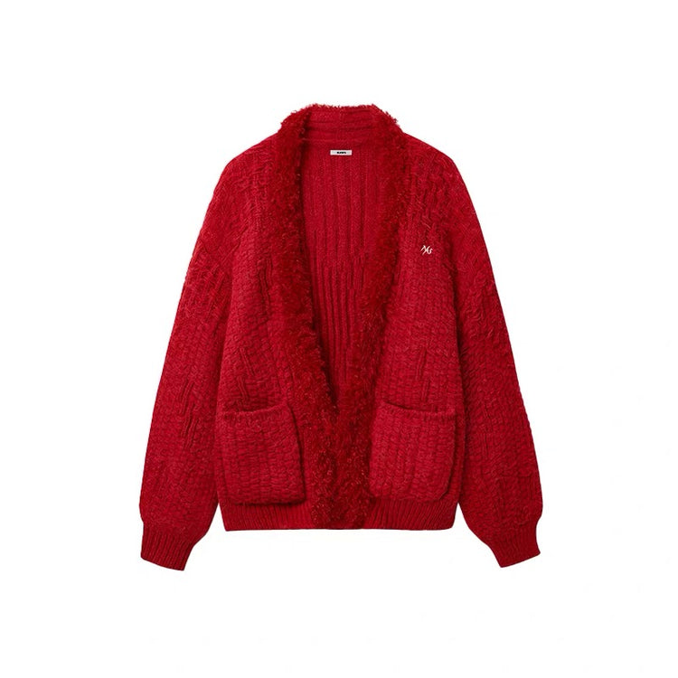 Polar - Fur Collar Knit Cardigan