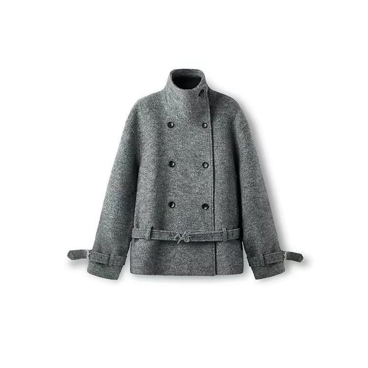 Textured - Layered Collar Wool Jacket