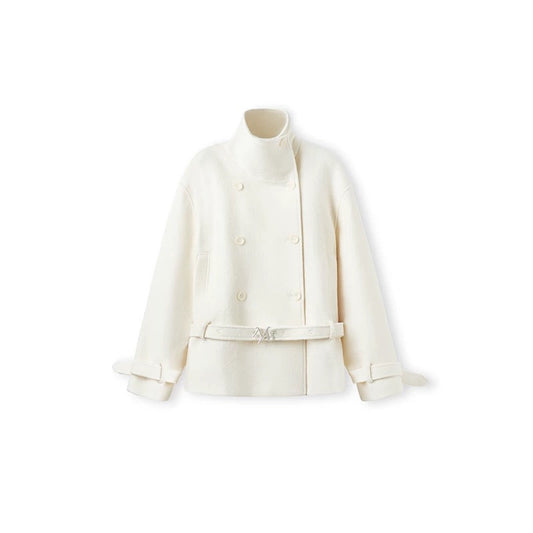 Textured - Layered Collar Wool Jacket