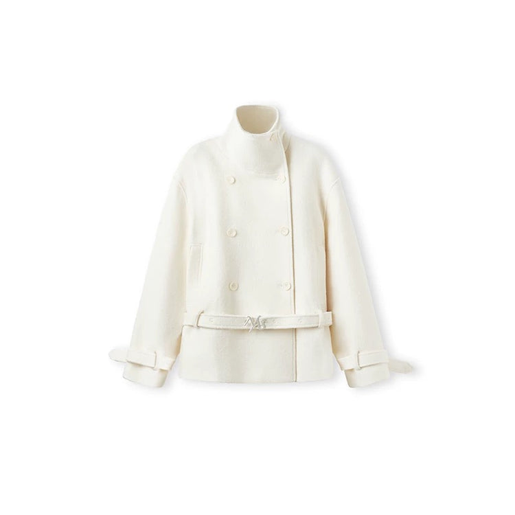 Textured - Layered Collar Wool Jacket