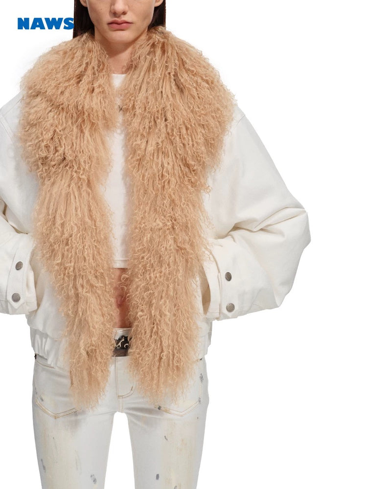 Polar - Fur Collar Denim Padded Jacket