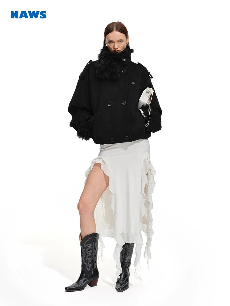 Polar - Oversized Notched Collar Short Coat