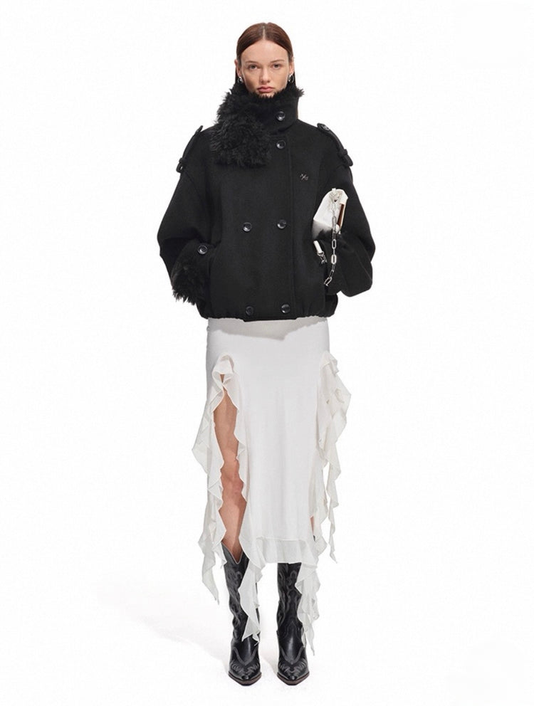 Polar - Oversized Notched Collar Short Coat