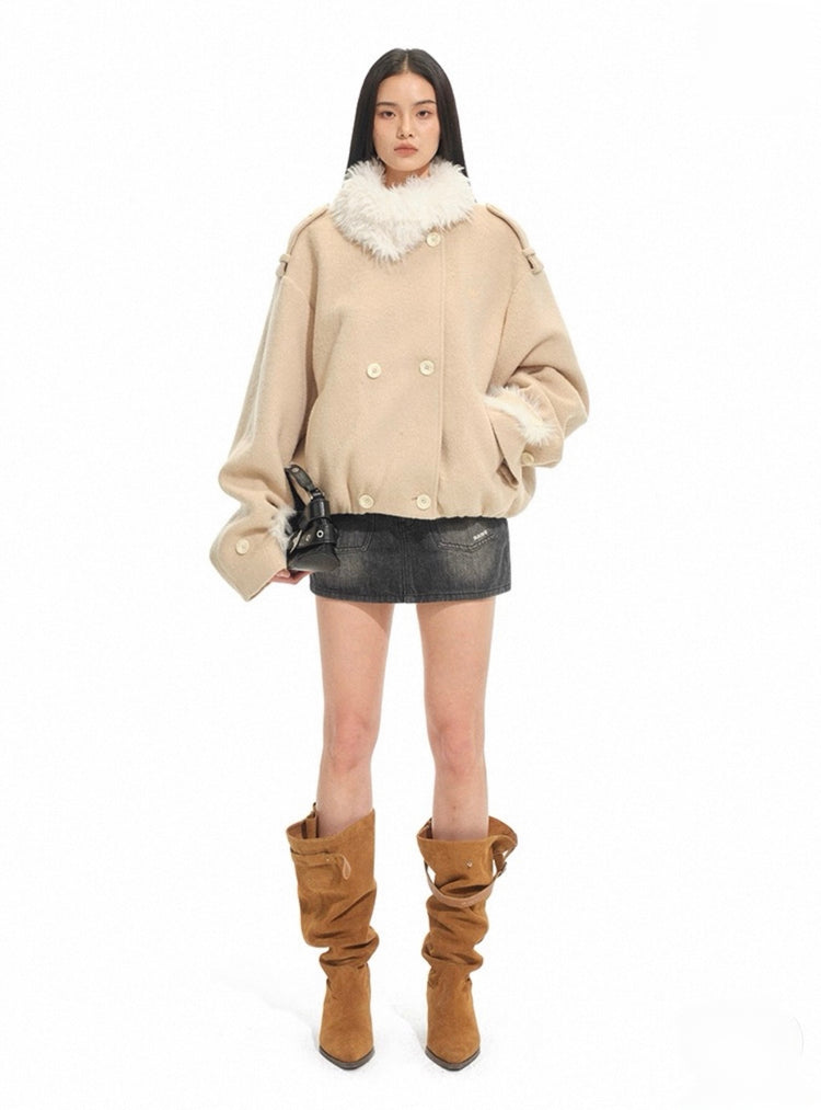 Polar - Oversized Notched Collar Short Coat