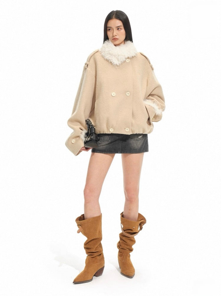 Polar - Oversized Notched Collar Short Coat