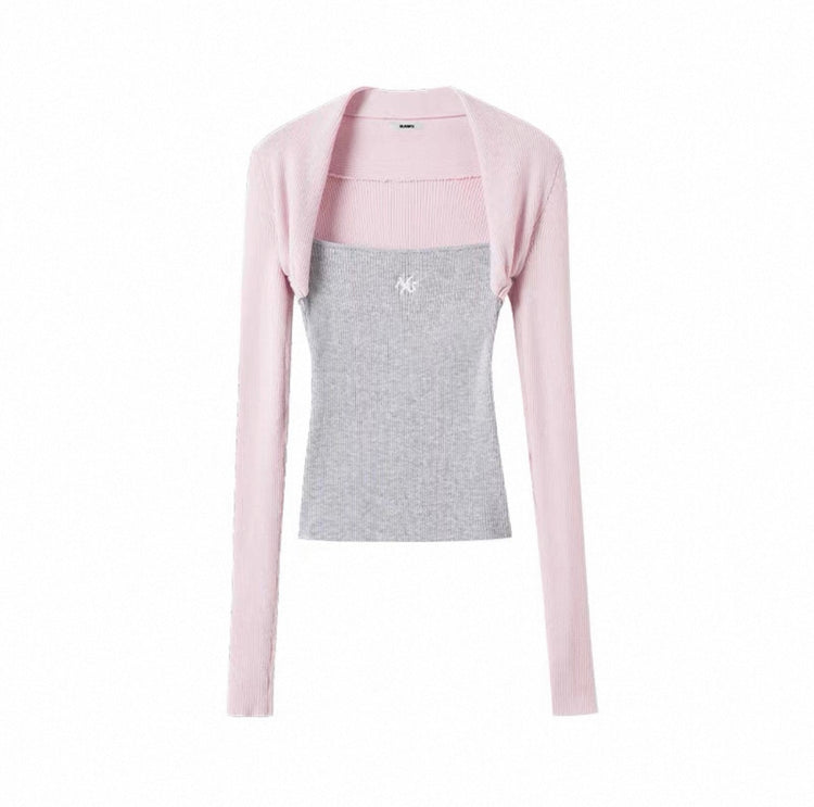 Aman Faux Two-Piece Knit Top
