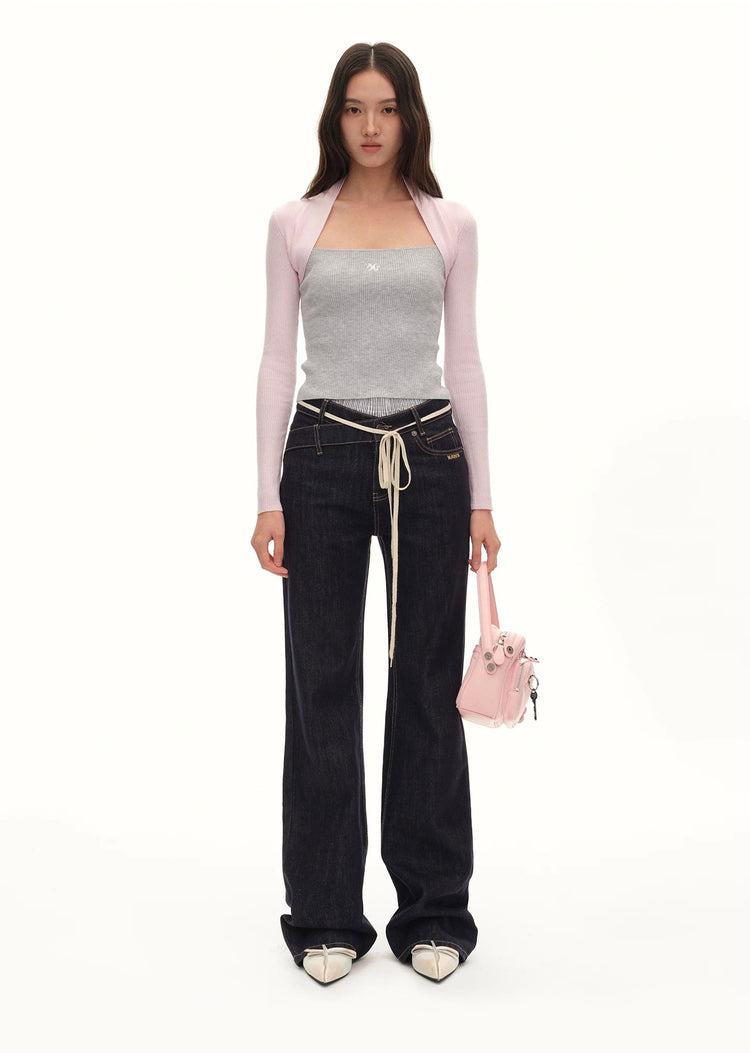 Aman Faux Two-Piece Knit Top