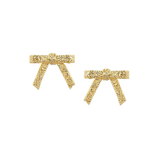 YVMIN X SHUSHUTONG / Textured Bow Stud Earrings