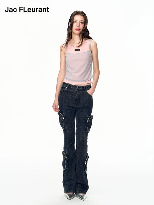 Cargo Pocket Flared Jeans