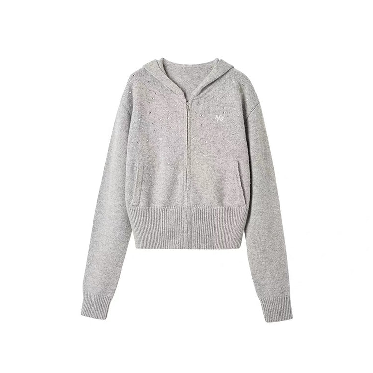 Sparkle Hooded Knit Jacket