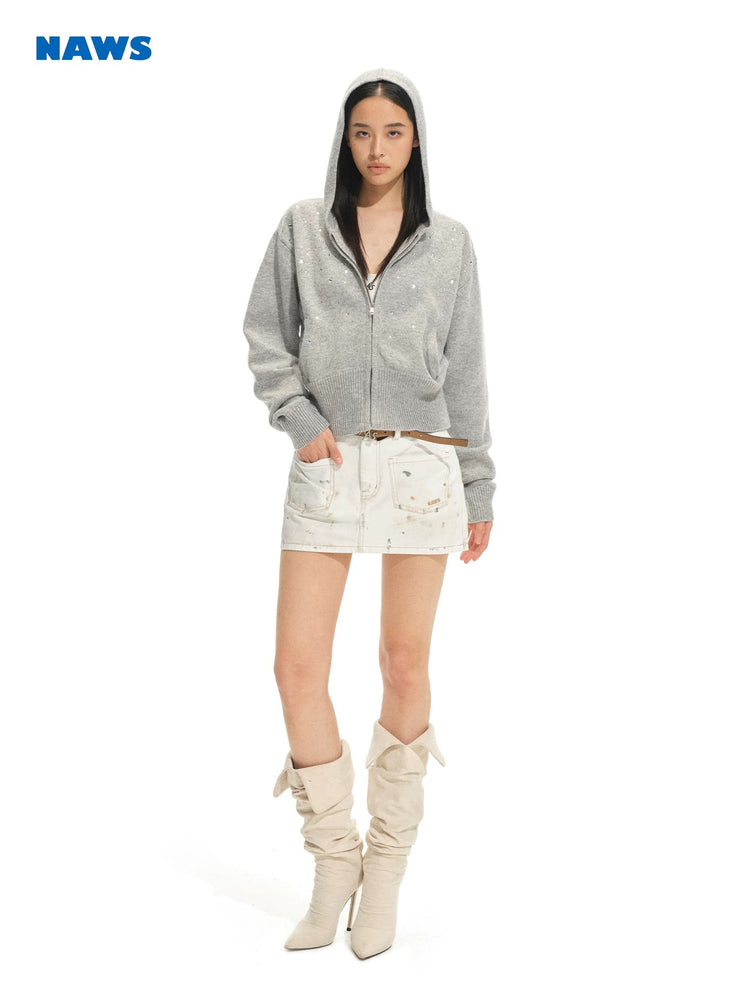 Sparkle Hooded Knit Jacket