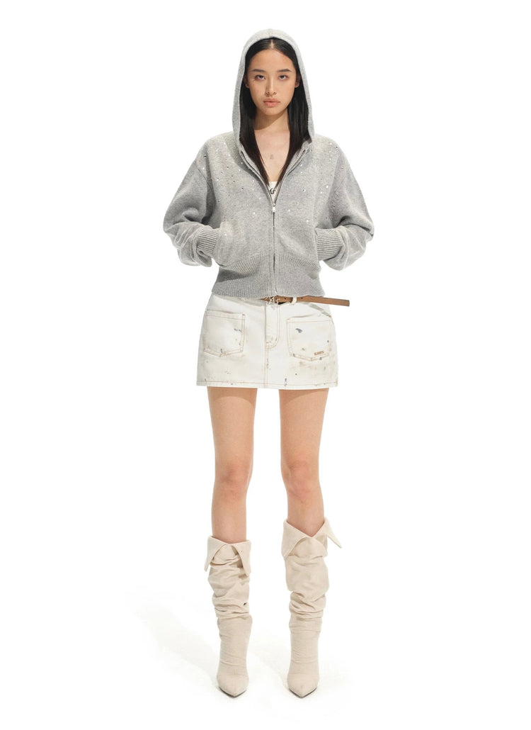 Sparkle Hooded Knit Jacket