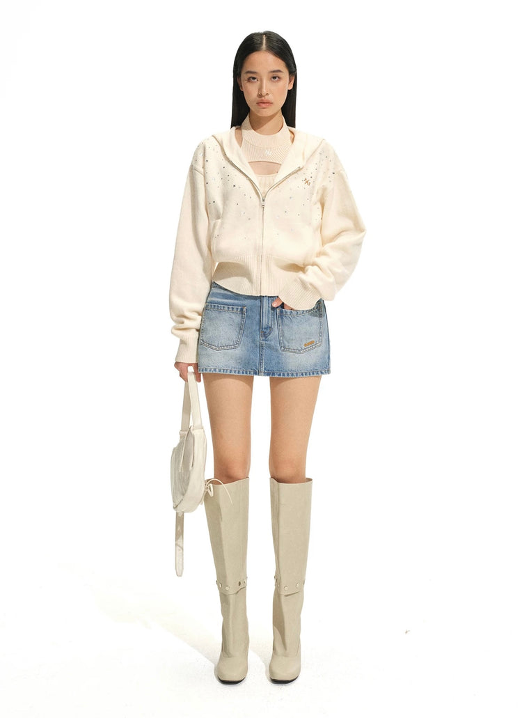 Sparkle Hooded Knit Jacket