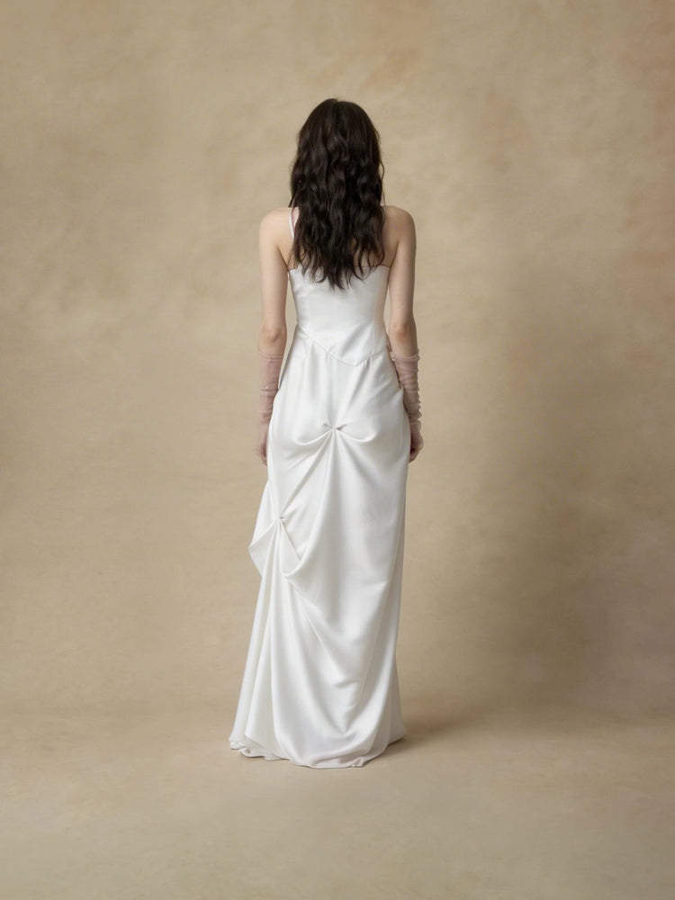 Pleated Asymmetric Spaghetti Strap Dress
