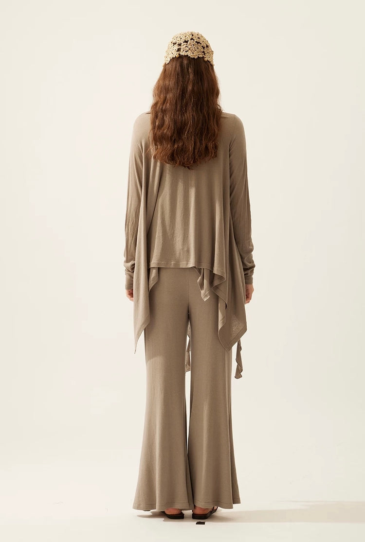 Asymmetric Ruffle Trim Cami & Cardigan Set