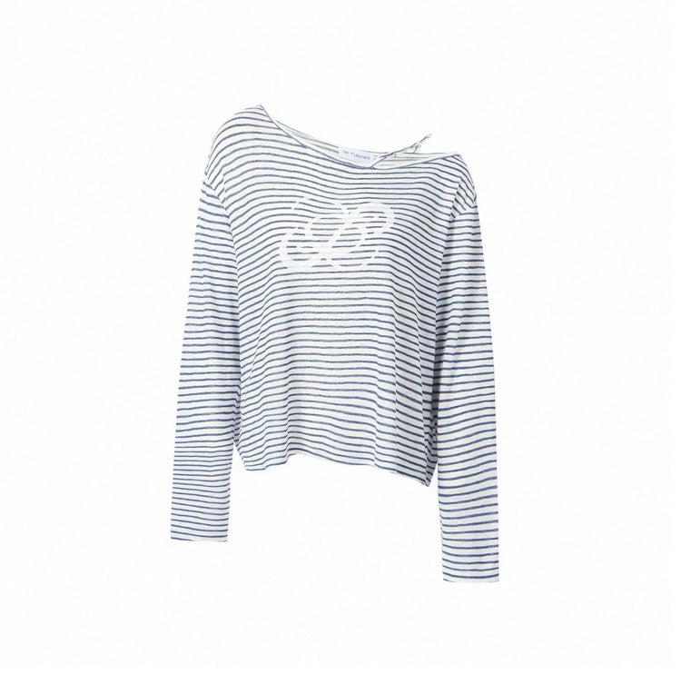 Glitter Stripe Off-Shoulder T-Shirt