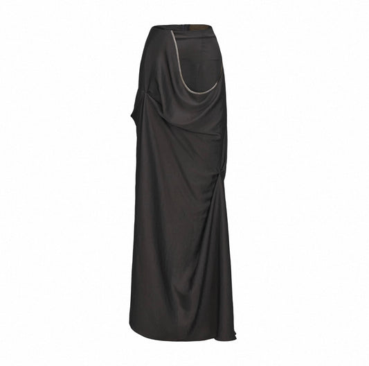Grey Draped Asymmetrical Skirt