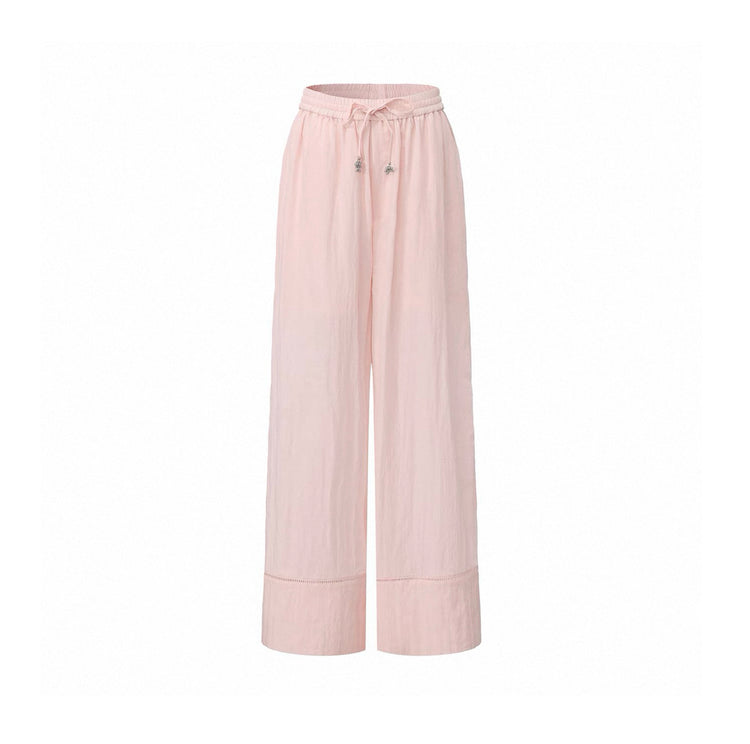 Grape Pendant Cutout Woven Tape Wide-Leg Pants