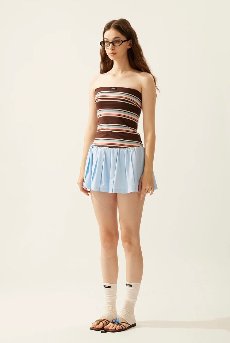Fold-Over Bandeau Pleated Dress
