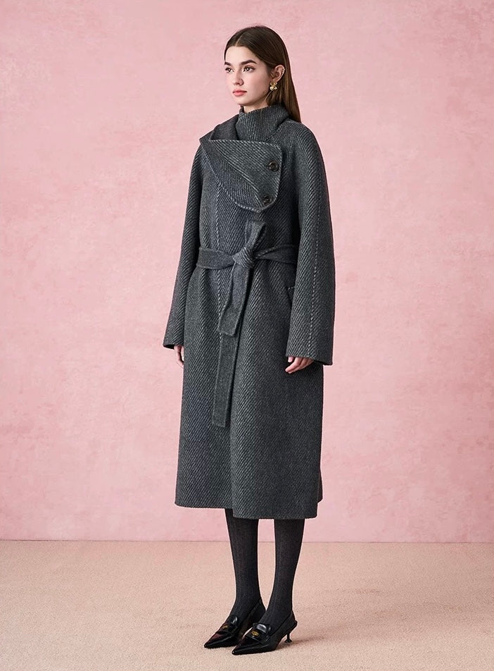 Detachable Scarf Double-Faced Long Coat