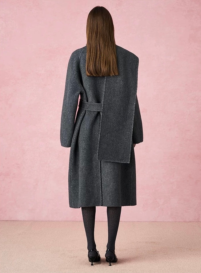 Detachable Scarf Double-Faced Long Coat