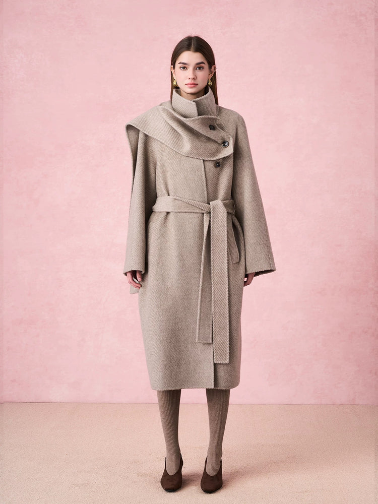 Detachable Scarf Double-Faced Long Coat