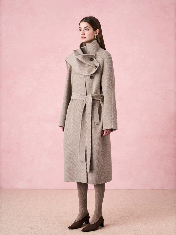 Detachable Scarf Double-Faced Long Coat