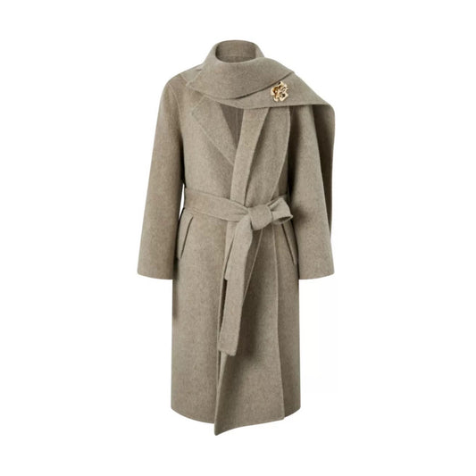 Double-Faced Scarf Mid-Length Coat