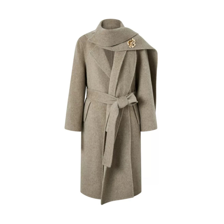 Double-Faced Scarf Mid-Length Coat