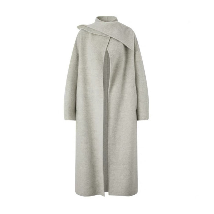 Asymmetric Placket Oversized Long Coat