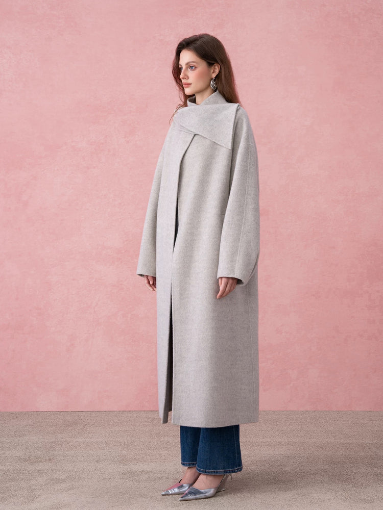 Asymmetric Placket Oversized Long Coat