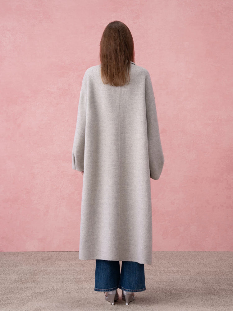 Asymmetric Placket Oversized Long Coat