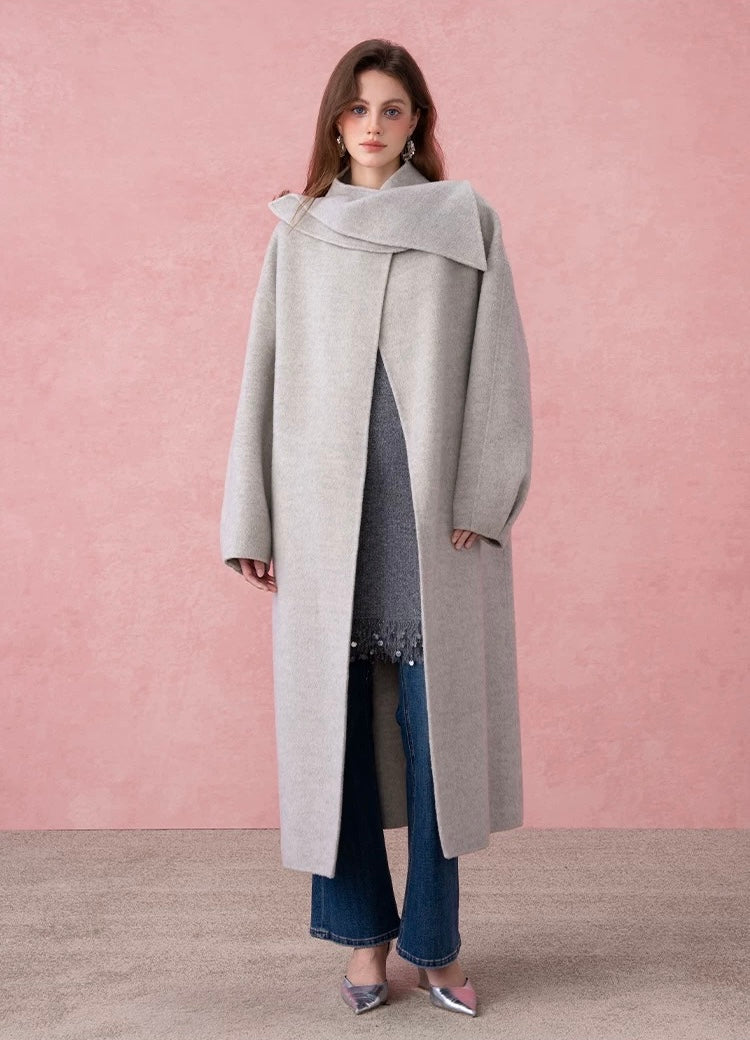 Asymmetric Placket Oversized Long Coat