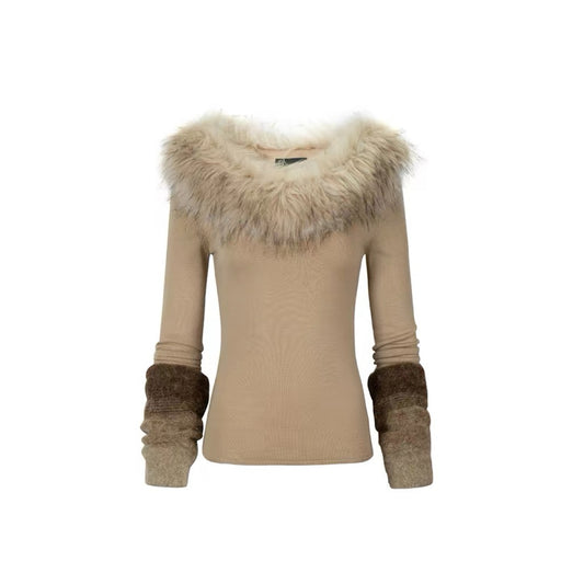 Wool Blend Mohair Off-Shoulder Top