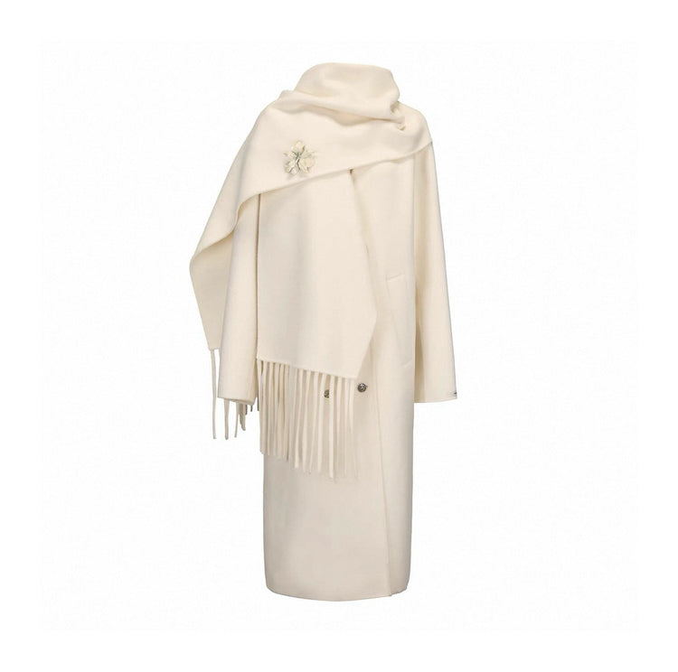 Attached Scarf Double-Faced Wool Coat