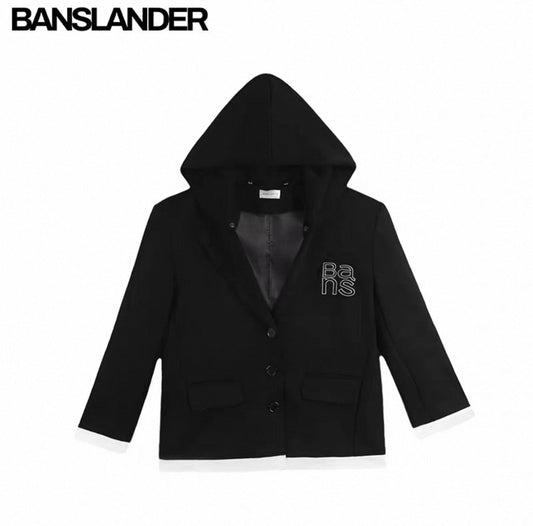 Detachable Hood Color-Block Blazer