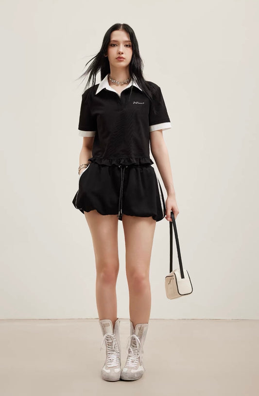 Contrast Trim Bubble Shorts