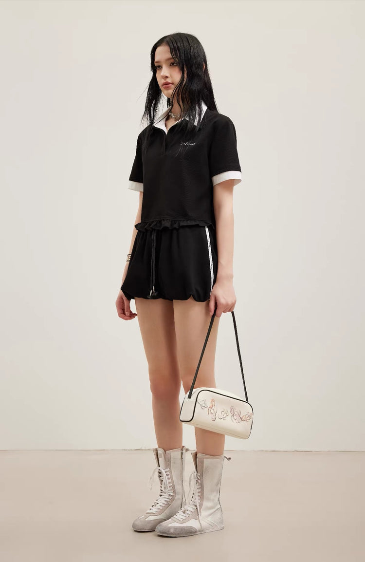 Contrast Trim Bubble Shorts