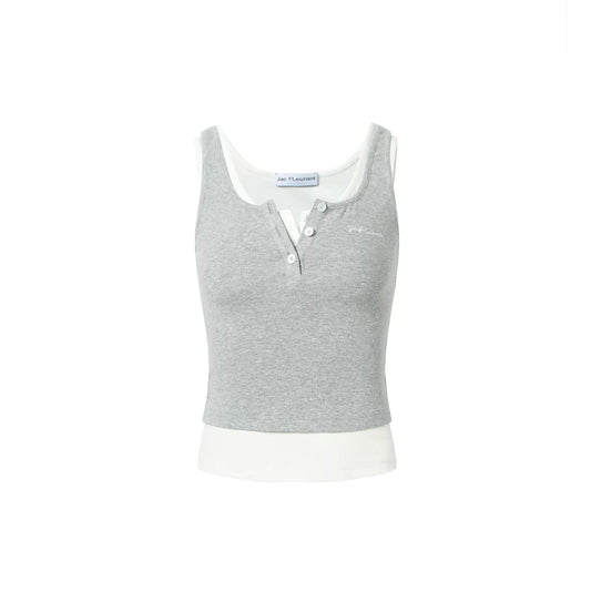 Color-Block Mock Two-Piece Crewneck Tank Top