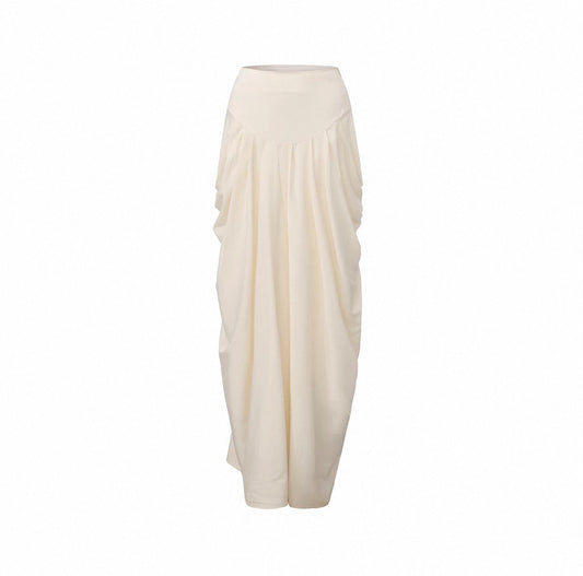 Draped Wide-Waist Skirt