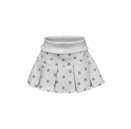 Polka Dot Knit Pleated Mini Skirt