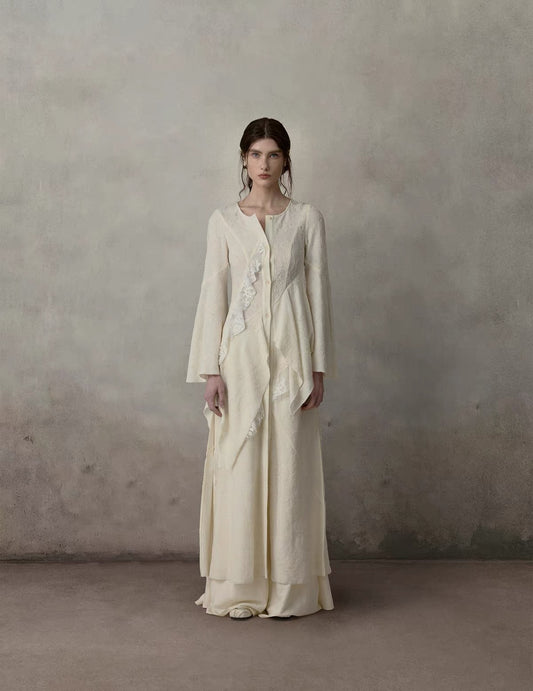 Lace-Panel Long Coat