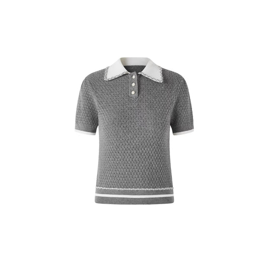 Jacquard Knit Polo Short-Sleeve Top